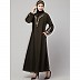 Embroidery abaya with balloon sleeves- Olive Green